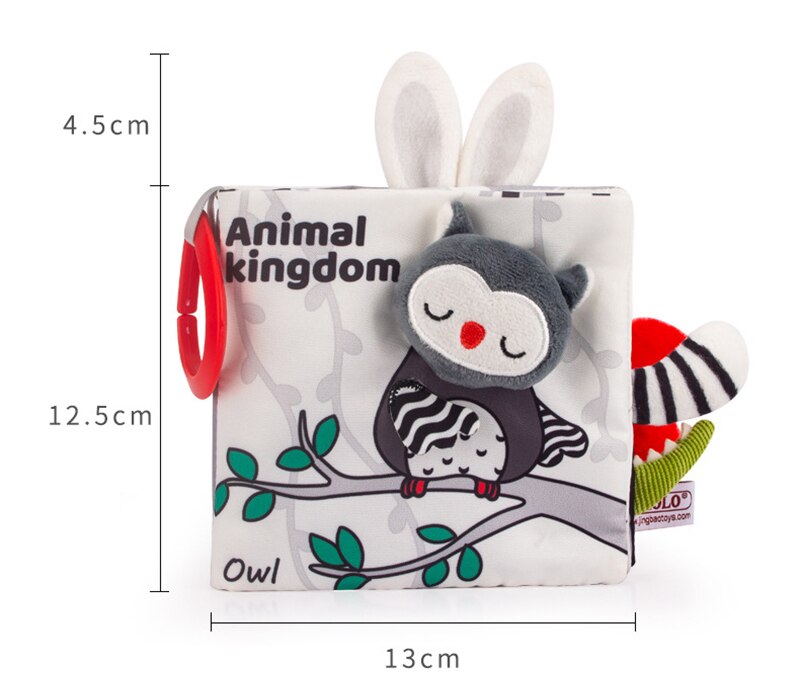 Libro de tela sensorial para beb&eacute; de 0 a 12 meses, juguetes de cuna para reci&eacute;n nacido, libros de tela de animales en blanco y negro, juguete para beb&eacute; de 1 a&ntilde;o