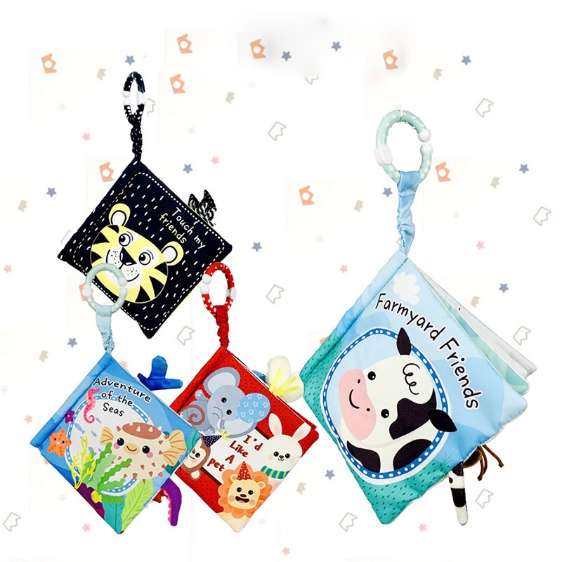 Libro de tela sensorial para beb&eacute; de 0 a 12 meses, juguetes de cuna para reci&eacute;n nacido, libros de tela de animales en blanco y negro, juguete para beb&eacute; de 1 a&ntilde;o