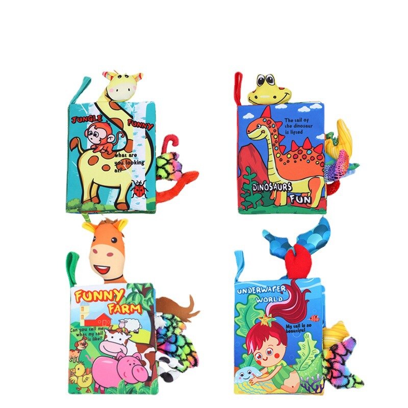 Libro de tela de animales para beb&eacute;, juguetes educativos de aprendizaje suave para beb&eacute;s, libros sensoriales montessori de desarrollo, juguetes para beb&eacute;s de 0 a 12 meses