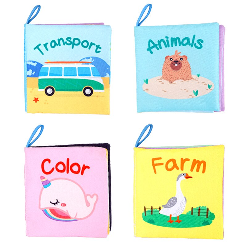 Libro de tela de animales para beb&eacute;, juguetes educativos de aprendizaje suave para beb&eacute;s, libros sensoriales montessori de desarrollo, juguetes para beb&eacute;s de 0 a 12 meses