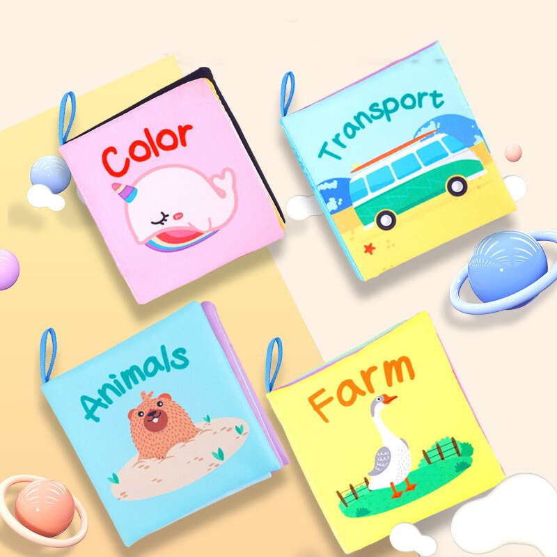 Libro de tela de animales para beb&eacute;, juguetes educativos de aprendizaje suave para beb&eacute;s, libros sensoriales montessori de desarrollo, juguetes para beb&eacute;s de 0 a 12 meses