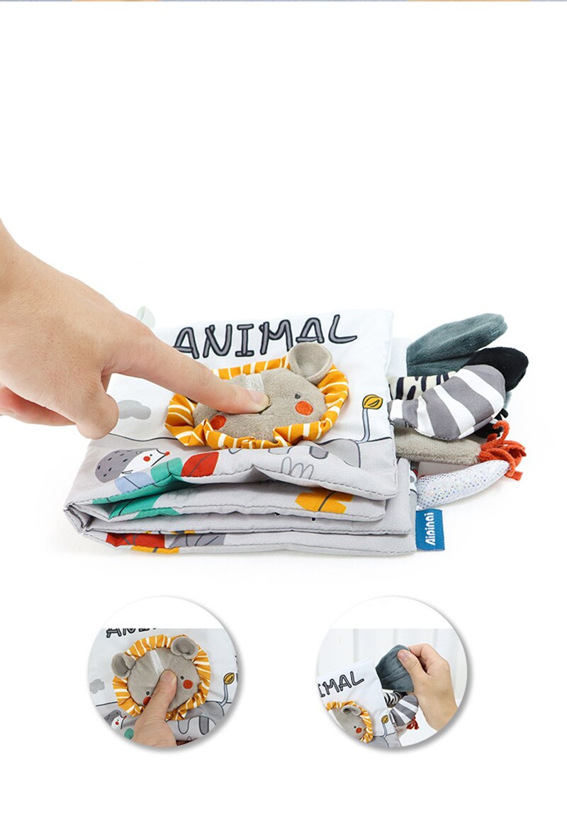 Libro de tela de animales para beb&eacute;, juguetes educativos de aprendizaje suave para beb&eacute;s, libros sensoriales montessori de desarrollo, juguetes para beb&eacute;s de 0 a 12 meses