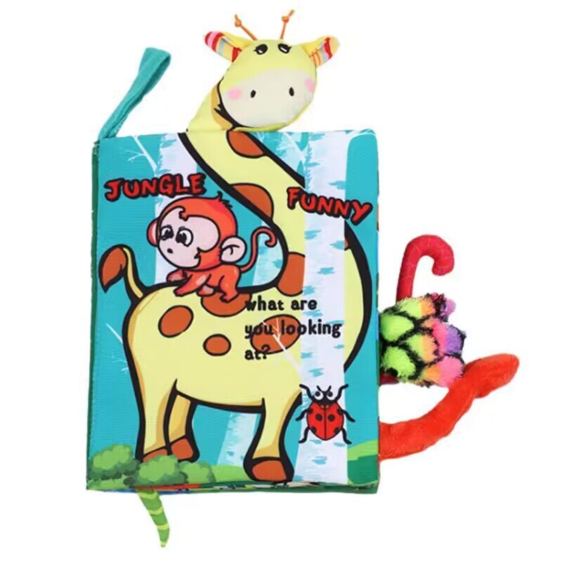 Libro de tela de animales para beb&eacute;, juguetes educativos de aprendizaje suave para beb&eacute;s, libros sensoriales montessori de desarrollo, juguetes para beb&eacute;s de 0 a 12 meses