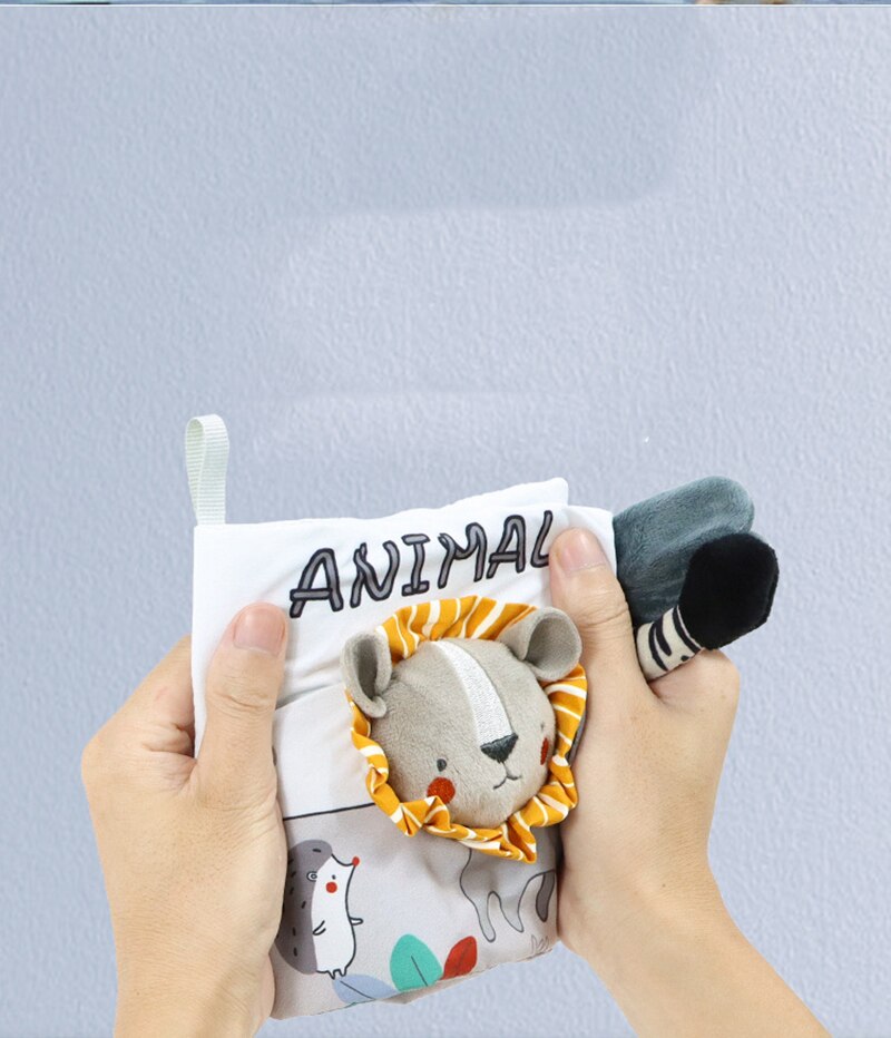 Libro de tela de animales para beb&eacute;, juguetes educativos de aprendizaje suave para beb&eacute;s, libros sensoriales montessori de desarrollo, juguetes para beb&eacute;s de 0 a 12 meses