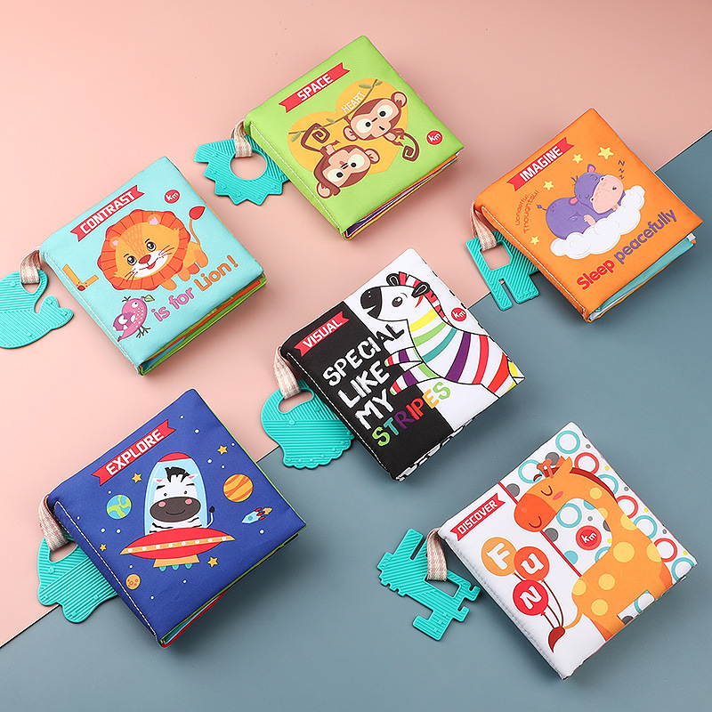 Libro de tela de animales para beb&eacute;, juguetes educativos de aprendizaje suave para beb&eacute;s, libros sensoriales montessori de desarrollo, juguetes para beb&eacute;s de 0 a 12 meses