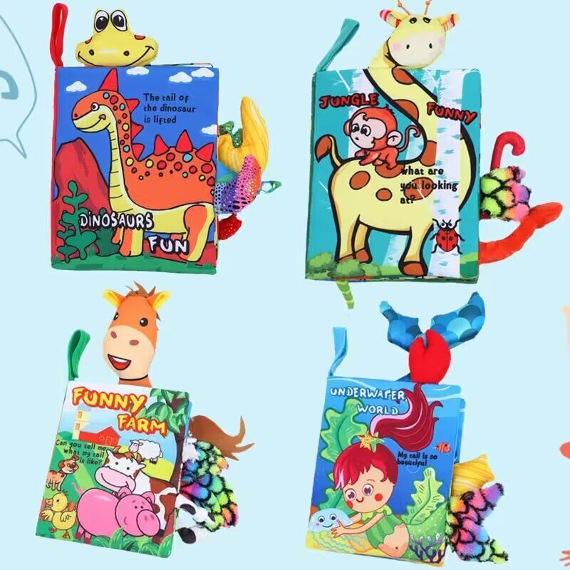 Libro de tela de animales para beb&eacute;, juguetes educativos de aprendizaje suave para beb&eacute;s, libros sensoriales montessori de desarrollo, juguetes para beb&eacute;s de 0 a 12 meses