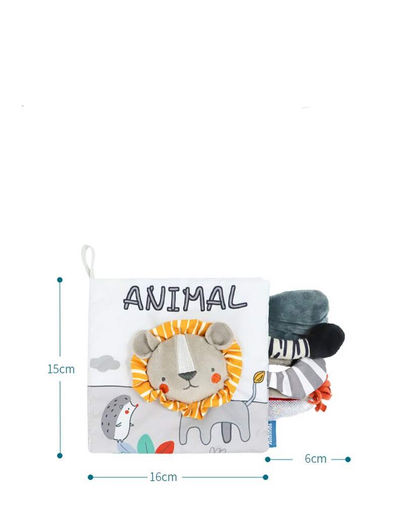 Libro de tela de animales para beb&eacute;, juguetes educativos de aprendizaje suave para beb&eacute;s, libros sensoriales montessori de desarrollo, juguetes para beb&eacute;s de 0 a 12 meses