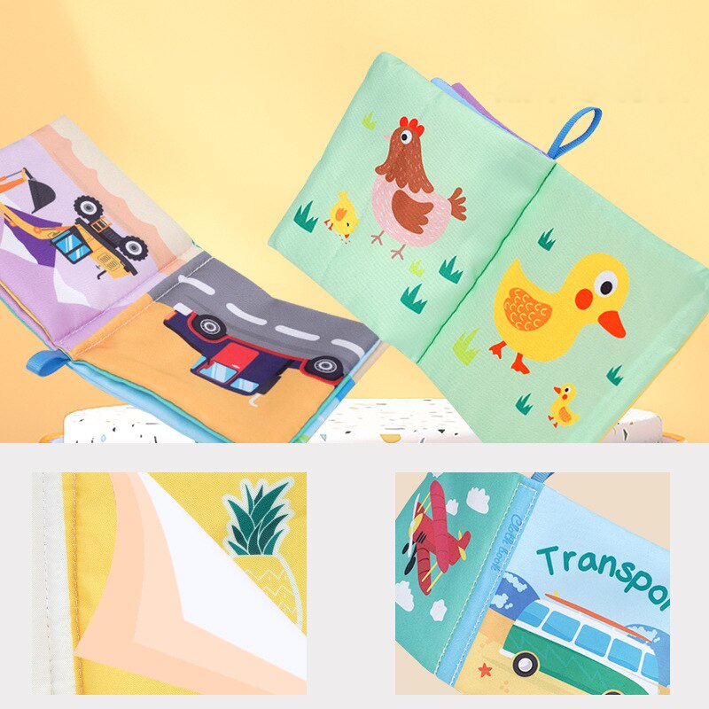 Libro de tela de animales para beb&eacute;, juguetes educativos de aprendizaje suave para beb&eacute;s, libros sensoriales montessori de desarrollo, juguetes para beb&eacute;s de 0 a 12 meses