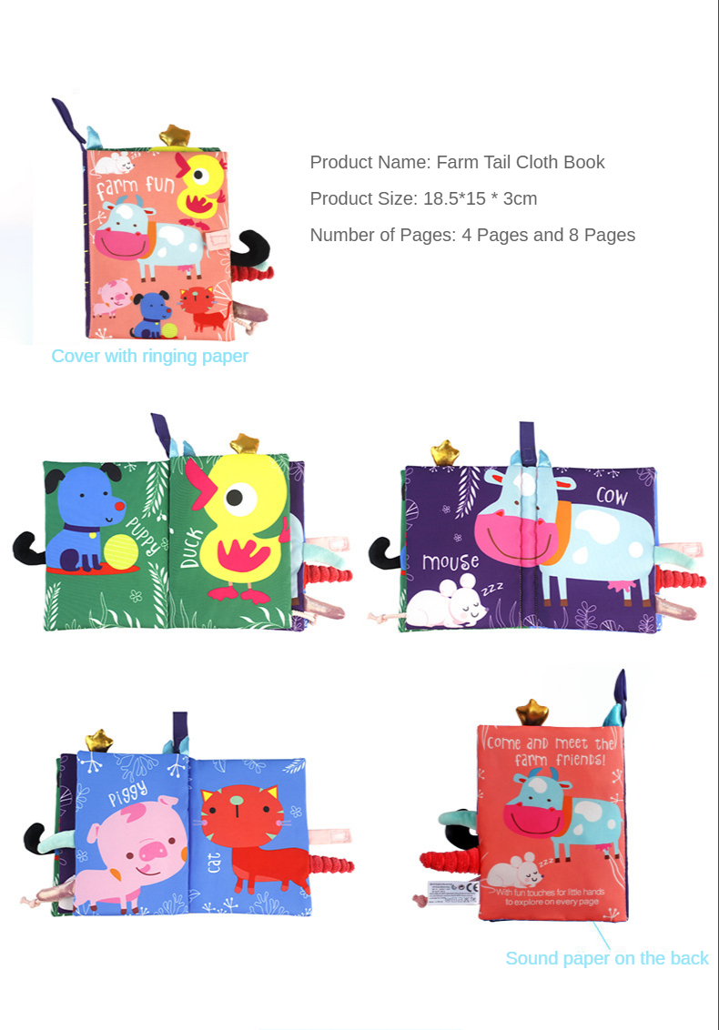 Sonajeros m&oacute;viles para beb&eacute;, juguete suave de tela de animales, libro colgante para cochecito de reci&eacute;n nacido, juguete educativo para aprendizaje temprano para beb&eacute; de 0 a 12 meses