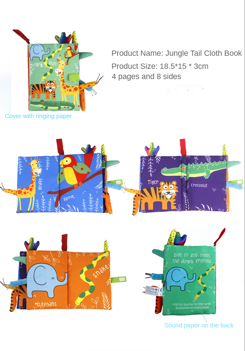 Sonajeros m&oacute;viles para beb&eacute;, juguete suave de tela de animales, libro colgante para cochecito de reci&eacute;n nacido, juguete educativo para aprendizaje temprano para beb&eacute; de 0 a 12 meses