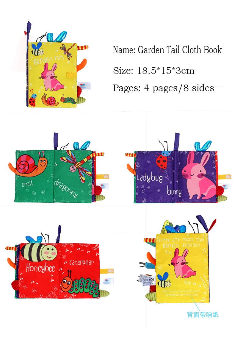 Juguete de aprendizaje temprano para beb&eacute;, libro de tela con sonido interactivo para padres e hijos, rompecabezas, sonajero, 0-36M