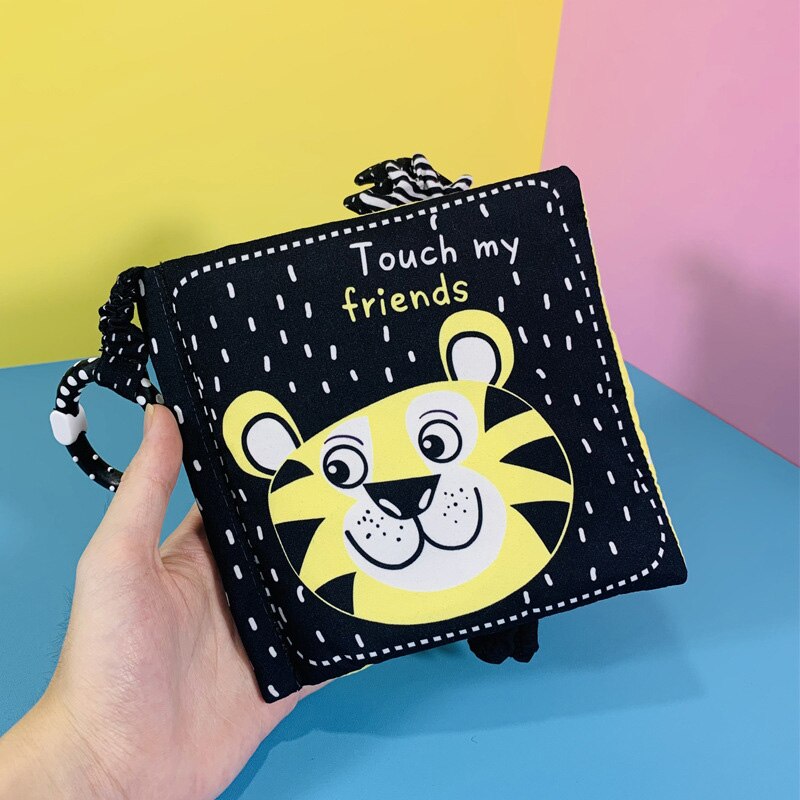 Libro de tela de juguete para beb&eacute;, libro de actividades de tela blanco y negro, libros sensoriales para beb&eacute;s, juguetes montessori de desarrollo temprano para ni&ntilde;os de 0 a 12 meses