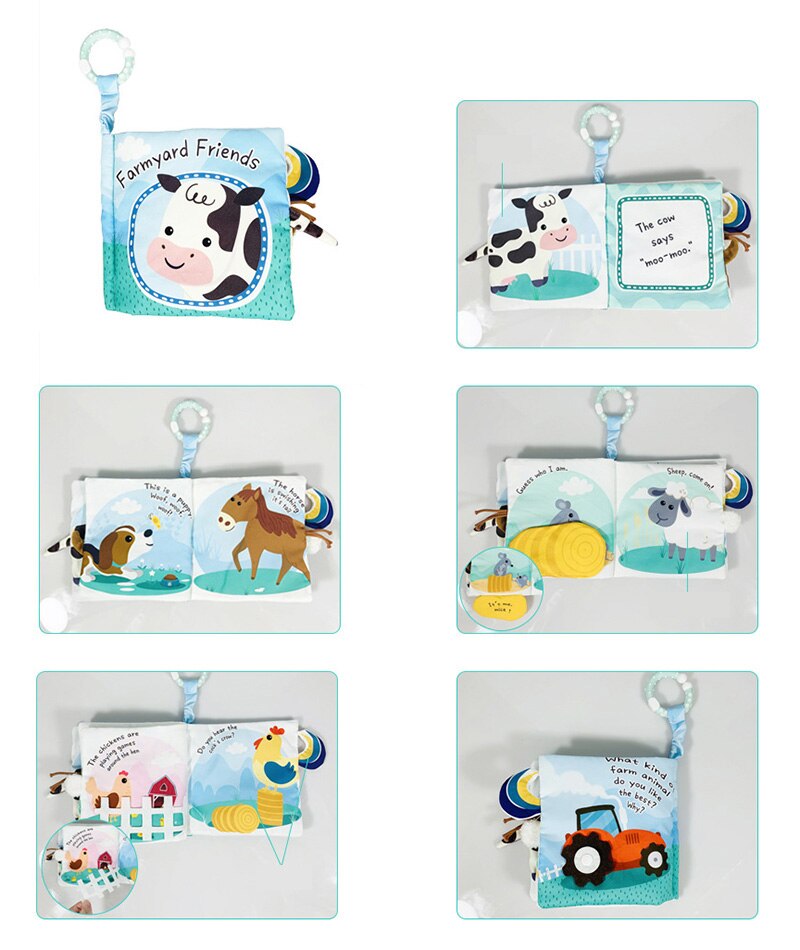 Libro de tela de juguete para beb&eacute;, libro de actividades de tela blanco y negro, libros sensoriales para beb&eacute;s, juguetes montessori de desarrollo temprano para ni&ntilde;os de 0 a 12 meses