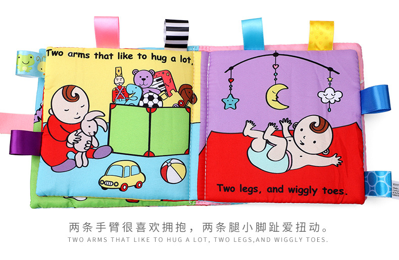 Libro de tela de animales para beb&eacute;, juguetes educativos de aprendizaje suave para beb&eacute;s, libros sensoriales montessori de desarrollo, juguetes para beb&eacute;s de 0 a 12 meses