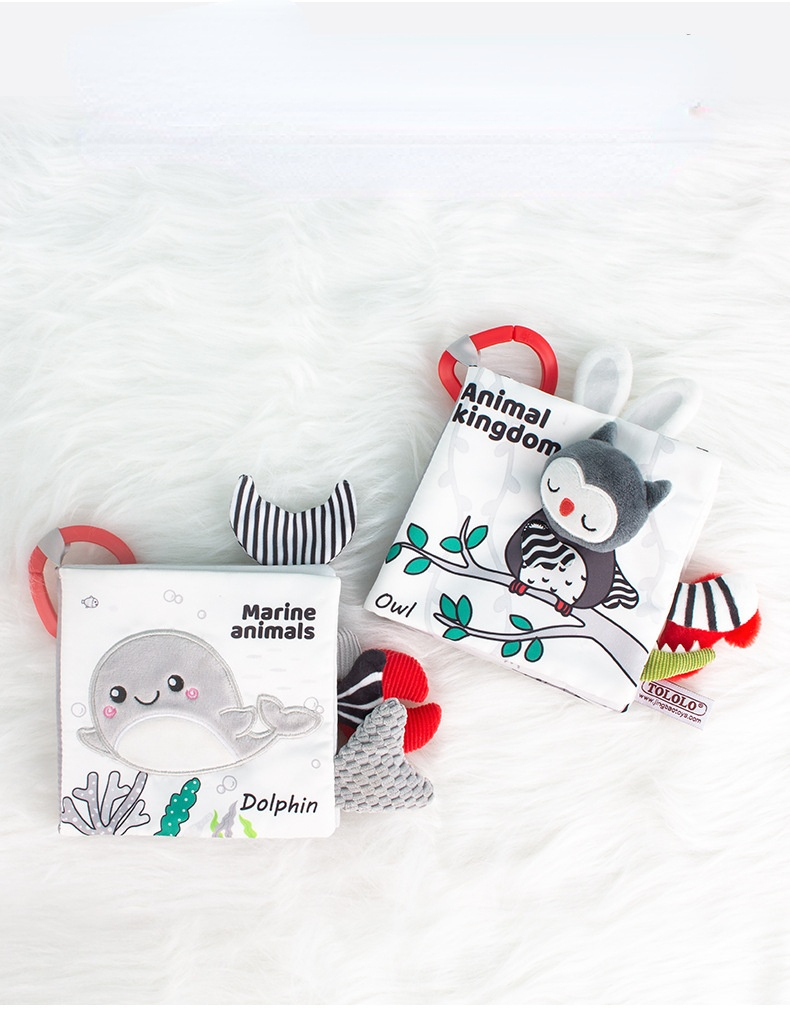 Libro de tela de animales para beb&eacute;, juguetes educativos de aprendizaje suave para beb&eacute;s, libros sensoriales montessori de desarrollo, juguetes para beb&eacute;s de 0 a 12 meses