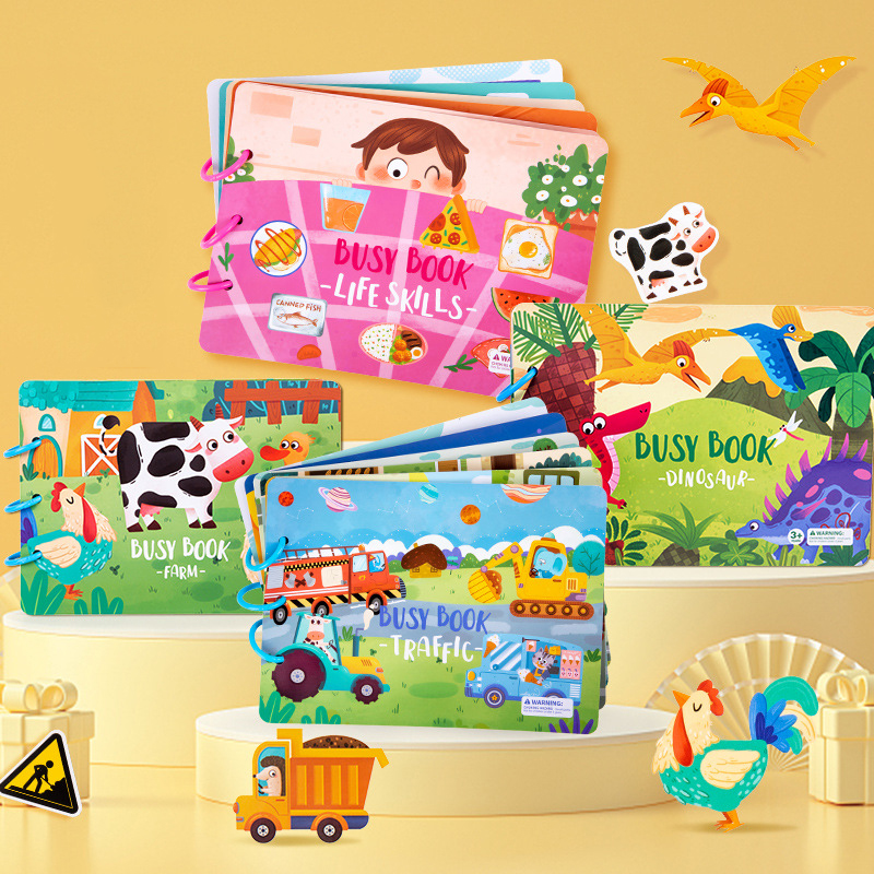 Libro ocupado Montessori de 4 estilos para niños de 2, 3 y 4 años, juguetes de aprendizaje preescolar, libro silencioso de actividades para niños pequeños Libro ocupado Montessori de 4 estilos para niños de 2, 3 y 4 años, juguetes de aprendizaje preescolar, libro silencioso de actividades para niños pequeños