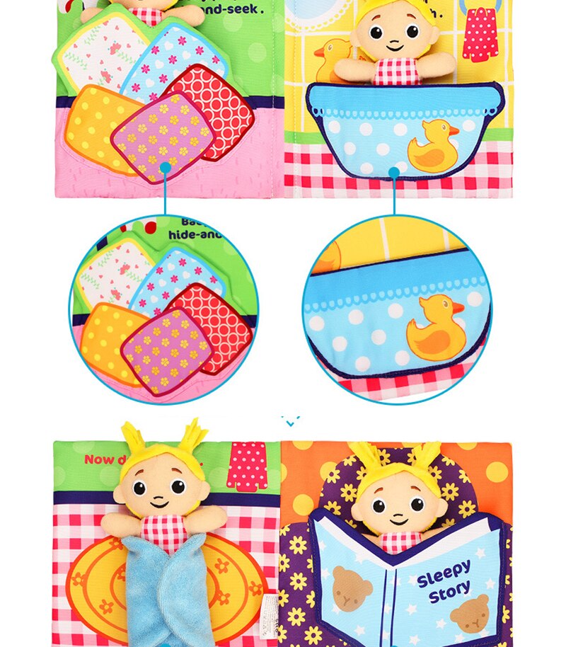 Jollybaby-rompecabezas de educaci&oacute;n temprana para ni&ntilde;os, libro de tela con anillo de papel, historia de beb&eacute;, mu&ntilde;ecas peque&ntilde;as en casa, WJ468