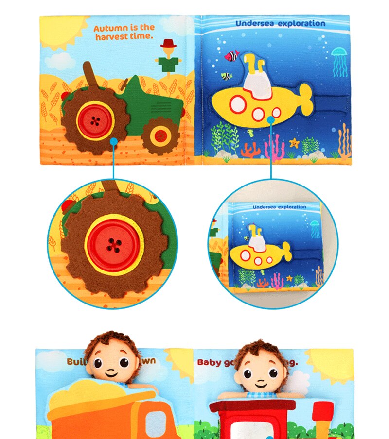 Jollybaby-rompecabezas de educaci&oacute;n temprana para ni&ntilde;os, libro de tela con anillo de papel, historia de beb&eacute;, mu&ntilde;ecas peque&ntilde;as en casa, WJ468