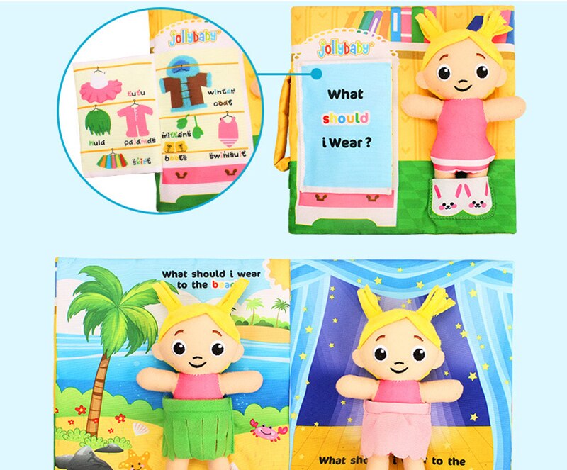 Jollybaby-rompecabezas de educaci&oacute;n temprana para ni&ntilde;os, libro de tela con anillo de papel, historia de beb&eacute;, mu&ntilde;ecas peque&ntilde;as en casa, WJ468