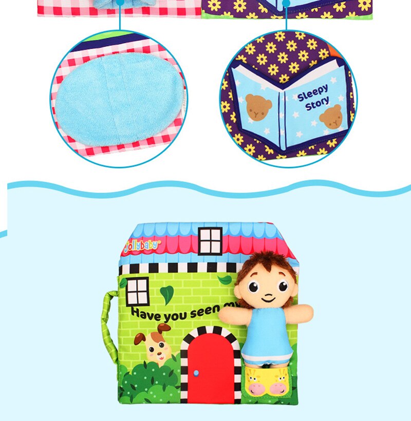 Jollybaby-rompecabezas de educaci&oacute;n temprana para ni&ntilde;os, libro de tela con anillo de papel, historia de beb&eacute;, mu&ntilde;ecas peque&ntilde;as en casa, WJ468