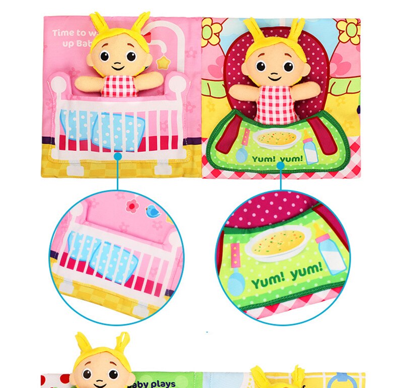 Jollybaby-rompecabezas de educaci&oacute;n temprana para ni&ntilde;os, libro de tela con anillo de papel, historia de beb&eacute;, mu&ntilde;ecas peque&ntilde;as en casa, WJ468