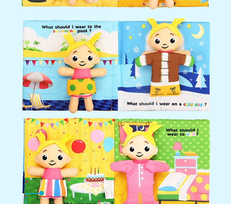 Jollybaby-rompecabezas de educaci&oacute;n temprana para ni&ntilde;os, libro de tela con anillo de papel, historia de beb&eacute;, mu&ntilde;ecas peque&ntilde;as en casa, WJ468