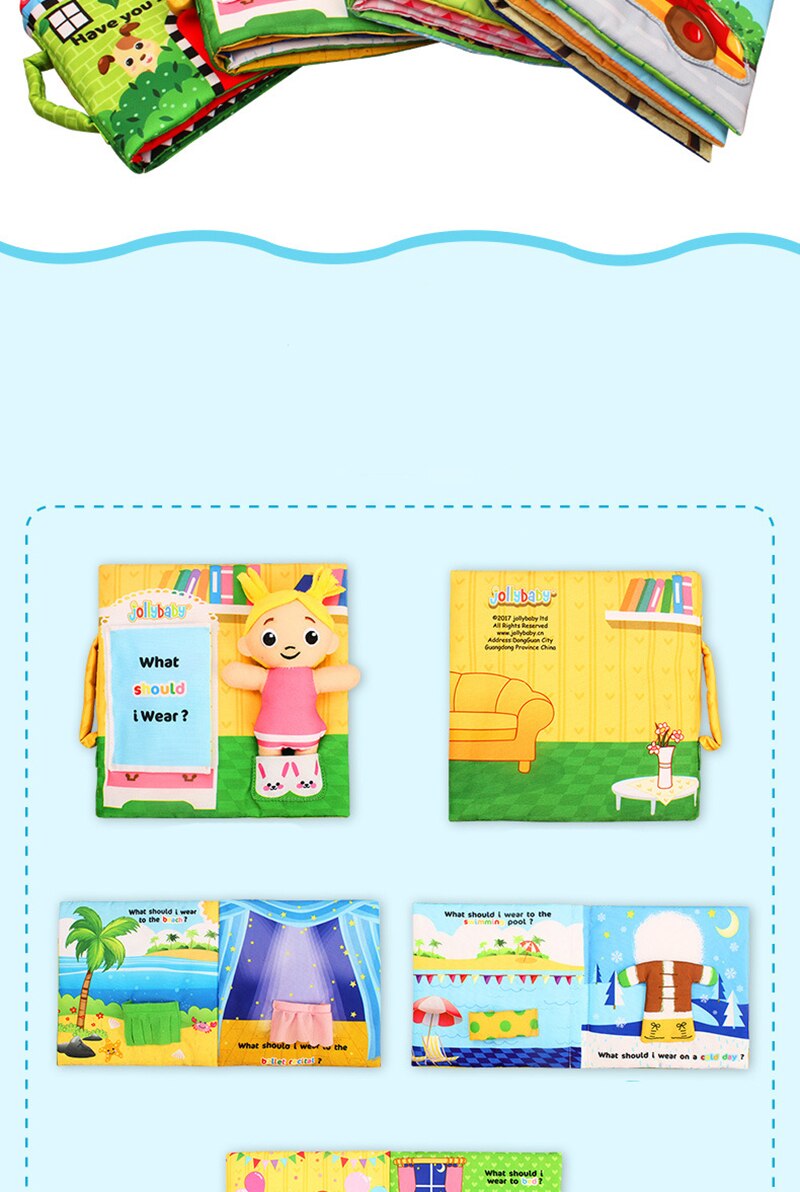 Jollybaby-rompecabezas de educaci&oacute;n temprana para ni&ntilde;os, libro de tela con anillo de papel, historia de beb&eacute;, mu&ntilde;ecas peque&ntilde;as en casa, WJ468