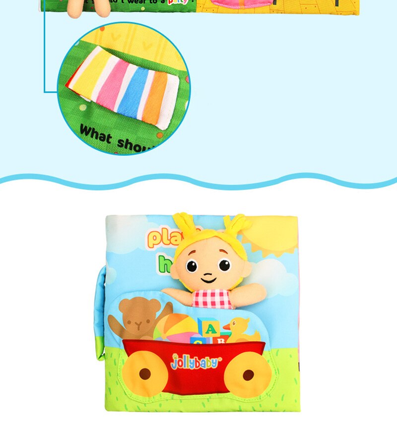 Jollybaby-rompecabezas de educaci&oacute;n temprana para ni&ntilde;os, libro de tela con anillo de papel, historia de beb&eacute;, mu&ntilde;ecas peque&ntilde;as en casa, WJ468