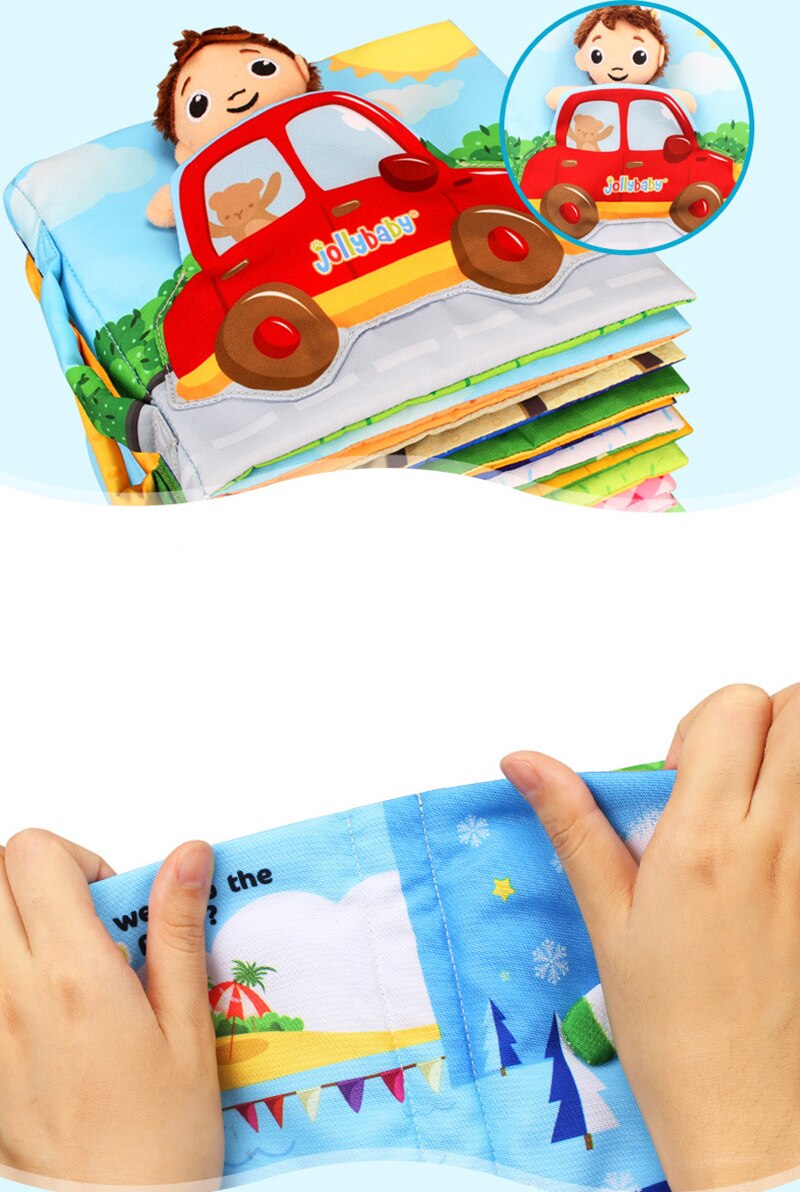 Jollybaby-rompecabezas de educaci&oacute;n temprana para ni&ntilde;os, libro de tela con anillo de papel, historia de beb&eacute;, mu&ntilde;ecas peque&ntilde;as en casa, WJ468