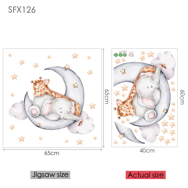 Elephant Giraffe Wall Stickers For Kids Rooms Wall Decorative Vinyl Animal Pattern Moon Child Wall Stickers For Children's Room Elephant Giraffe Wall Stickers For Kids Rooms Wall Decorative Vinyl Animal Pattern Moon Child Wall Stickers For Children's Room