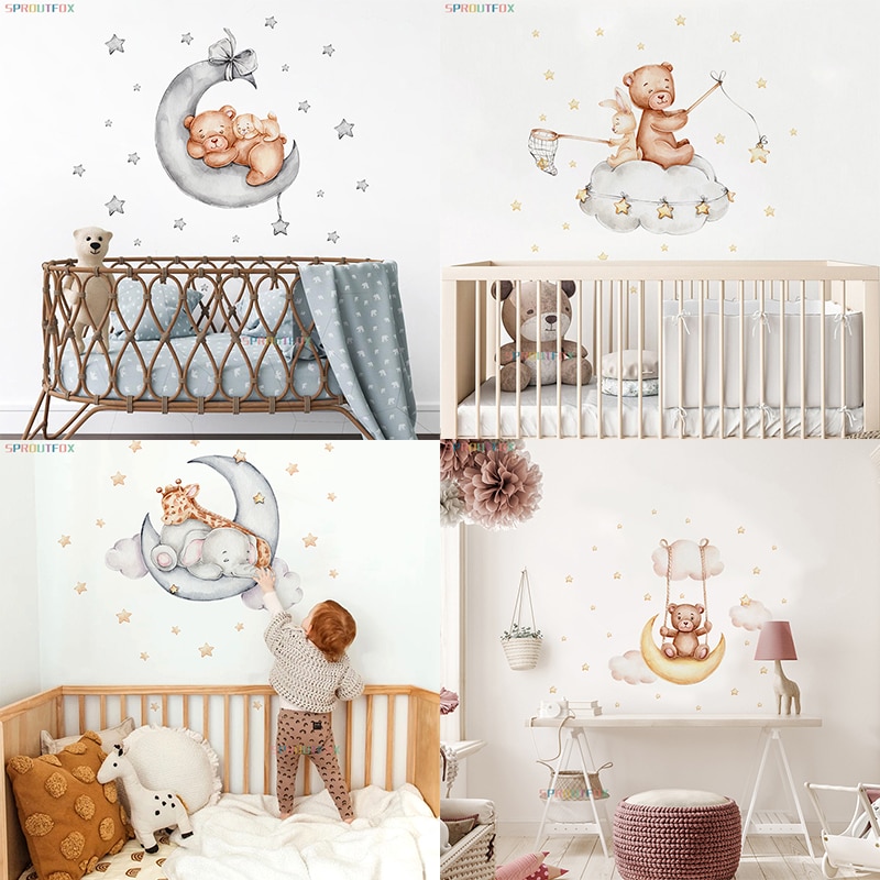 Elephant Giraffe Wall Stickers For Kids Rooms Wall Decorative Vinyl Animal Pattern Moon Child Wall Stickers For Children's Room Elephant Giraffe Wall Stickers For Kids Rooms Wall Decorative Vinyl Animal Pattern Moon Child Wall Stickers For Children's Room