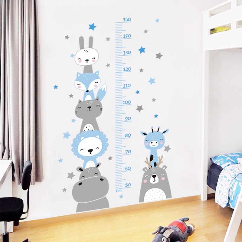 Animals Bear Lion Hearts Height Measurement Ruller Wall Stickers For Kids Rooms Cartoon Decorative 3D Kids Wall Nursery Decals Animals Bear Lion Hearts Height Measurement Ruller Wall Stickers For Kids Rooms Cartoon Decorative 3D Kids Wall Nursery Decals