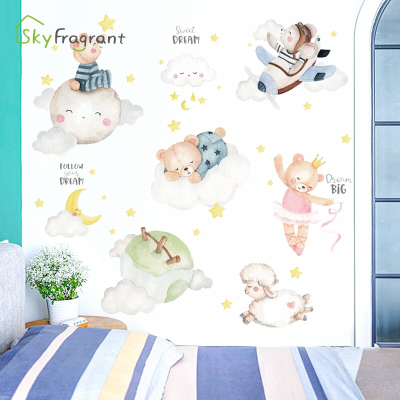 Cartoon Animal Sheep Wall Stickers For Kids Rooms Baby Girl Bedroom Wall Decorations Self Adhesive Decoration Sticker Home Decor Cartoon Animal Sheep Wall Stickers For Kids Rooms Baby Girl Bedroom Wall Decorations Self Adhesive Decoration Sticker Home Decor