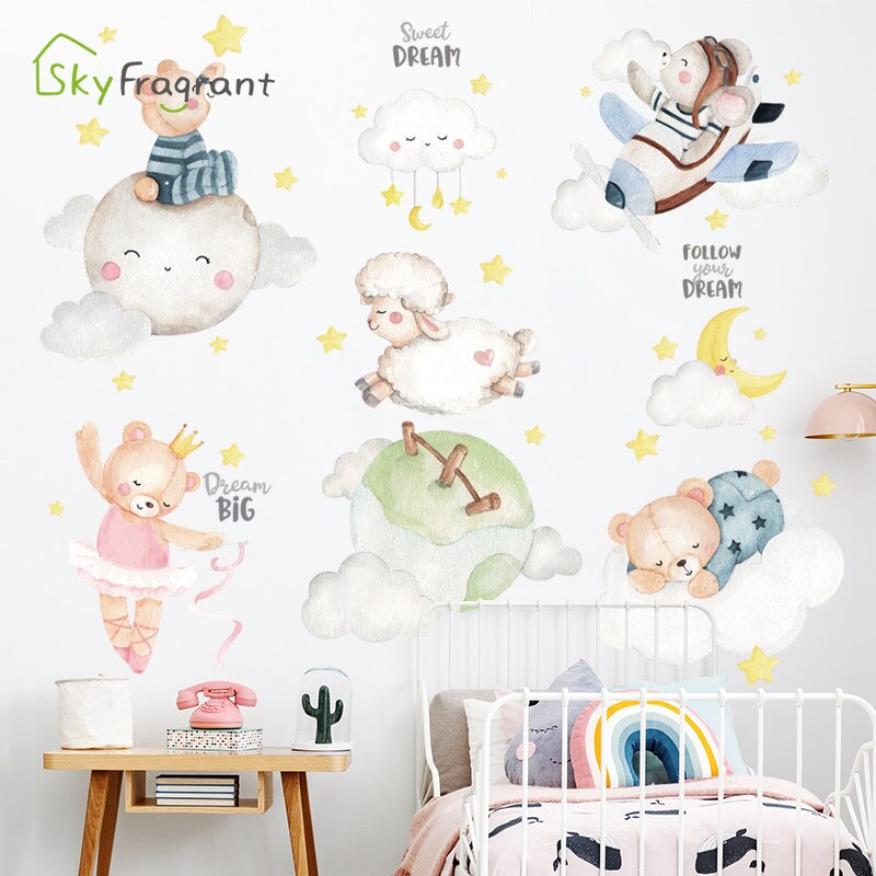 Cartoon Animal Sheep Wall Stickers For Kids Rooms Baby Girl Bedroom Wall Decorations Self Adhesive Decoration Sticker Home Decor Cartoon Animal Sheep Wall Stickers For Kids Rooms Baby Girl Bedroom Wall Decorations Self Adhesive Decoration Sticker Home Decor