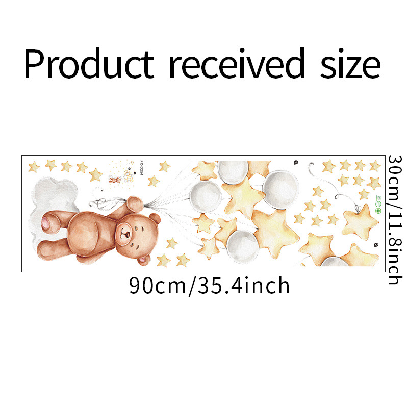 Teddy Bear Sleep on Moon Star Wall Stickers for Baby Kids Room Nursery Wall Decals Peel and Stick Home Room Furniture Decoration