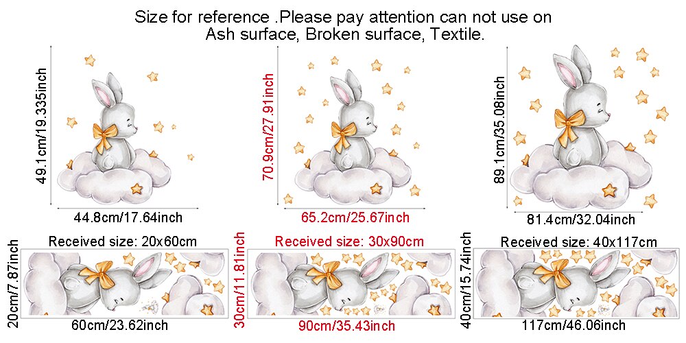 Cartoon Bunny Moon and Stars Wall Stickers for Kids Room Baby Room Decoration Animals Wall Decals Girls Boys Bedroom Wallpaper