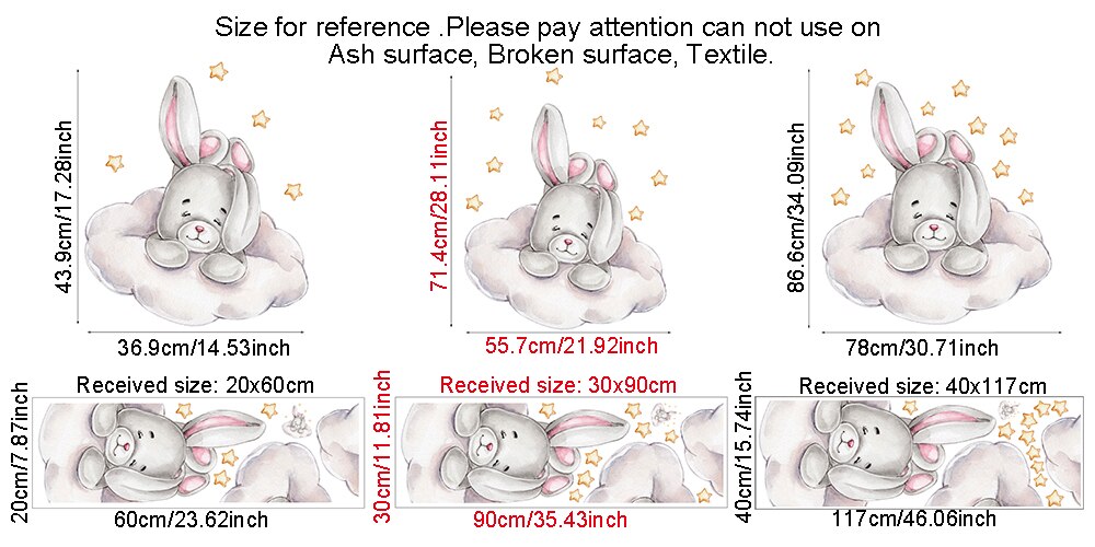 Cartoon Bunny Moon and Stars Wall Stickers for Kids Room Baby Room Decoration Animals Wall Decals Girls Boys Bedroom Wallpaper