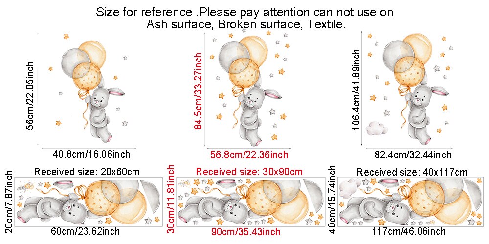 Cartoon Bunny Moon and Stars Wall Stickers for Kids Room Baby Room Decoration Animals Wall Decals Girls Boys Bedroom Wallpaper