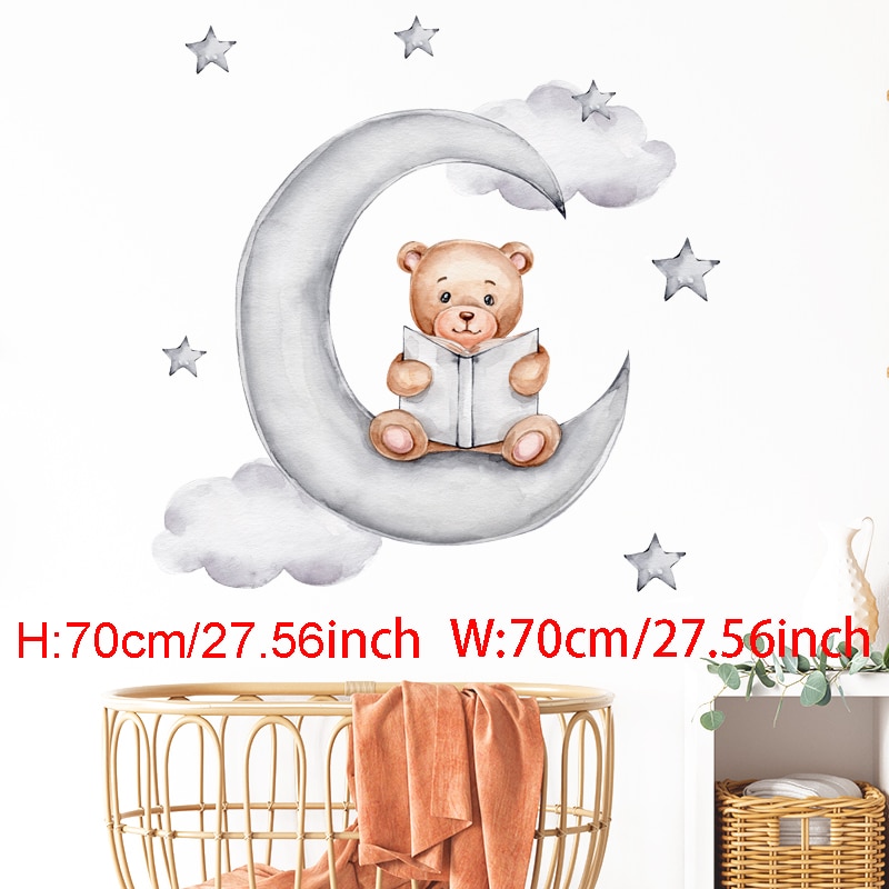 Cartoon Rabbit Moon Stars Wall Stickers For Kids Room Decoration Baby Nursery Bedroom Livingroom Wall Decals Animals House Decor Cartoon Rabbit Moon Stars Wall Stickers For Kids Room Decoration Baby Nursery Bedroom Livingroom Wall Decals Animals House Decor