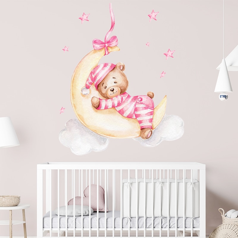 Cartoon Rabbit Moon Stars Wall Stickers For Kids Room Decoration Baby Nursery Bedroom Livingroom Wall Decals Animals House Decor Cartoon Rabbit Moon Stars Wall Stickers For Kids Room Decoration Baby Nursery Bedroom Livingroom Wall Decals Animals House Decor