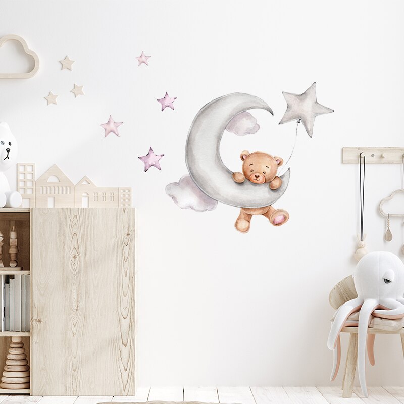 Cartoon Rabbit Moon Stars Wall Stickers For Kids Room Decoration Baby Nursery Bedroom Livingroom Wall Decals Animals House Decor Cartoon Rabbit Moon Stars Wall Stickers For Kids Room Decoration Baby Nursery Bedroom Livingroom Wall Decals Animals House Decor