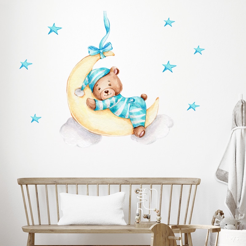 Cartoon Rabbit Moon Stars Wall Stickers For Kids Room Decoration Baby Nursery Bedroom Livingroom Wall Decals Animals House Decor Cartoon Rabbit Moon Stars Wall Stickers For Kids Room Decoration Baby Nursery Bedroom Livingroom Wall Decals Animals House Decor