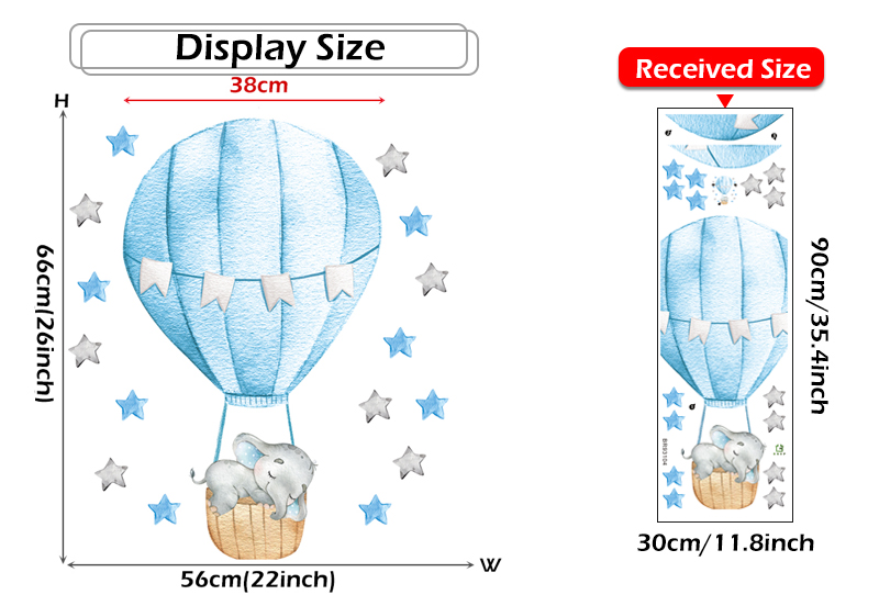 Baby Boy Elephant Sleeping Moon Wall Stickers for Kids Room Baby Nursery Room Decoration Wall Decals Home Decor Cartoon Animal