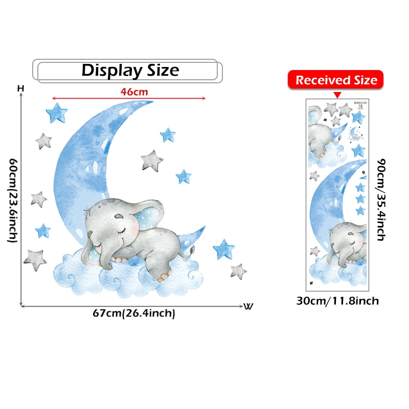 Baby Boy Elephant Sleeping Moon Wall Stickers for Kids Room Baby Nursery Room Decoration Wall Decals Home Decor Cartoon Animal Baby Boy Elephant Sleeping Moon Wall Stickers for Kids Room Baby Nursery Room Decoration Wall Decals Home Decor Cartoon Animal