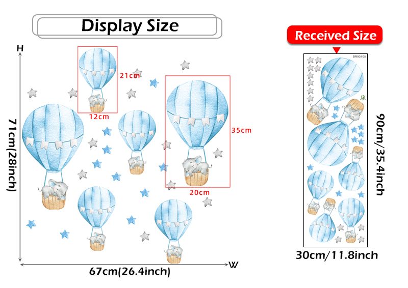 Baby Boy Elephant Sleeping Moon Wall Stickers for Kids Room Baby Nursery Room Decoration Wall Decals Home Decor Cartoon Animal