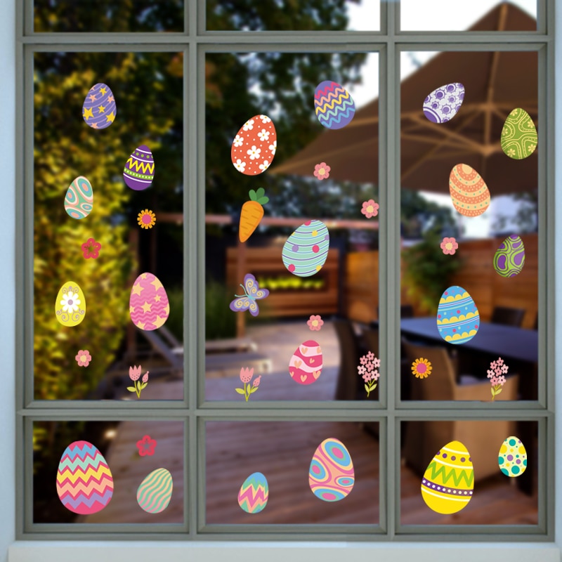 Happy Easter Window Stickers Rabbit Eggs Chick Wall Stickers Easter Decorations for Home 2022 Easter Party Bunny Wall Decals Happy Easter Window Stickers Rabbit Eggs Chick Wall Stickers Easter Decorations for Home 2022 Easter Party Bunny Wall Decals