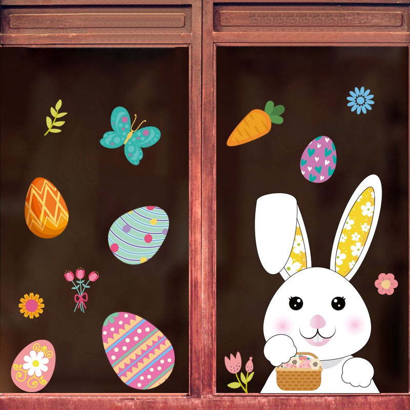 Happy Easter Window Stickers Rabbit Eggs Chick Wall Stickers Easter Decorations for Home 2022 Easter Party Bunny Wall Decals Happy Easter Window Stickers Rabbit Eggs Chick Wall Stickers Easter Decorations for Home 2022 Easter Party Bunny Wall Decals