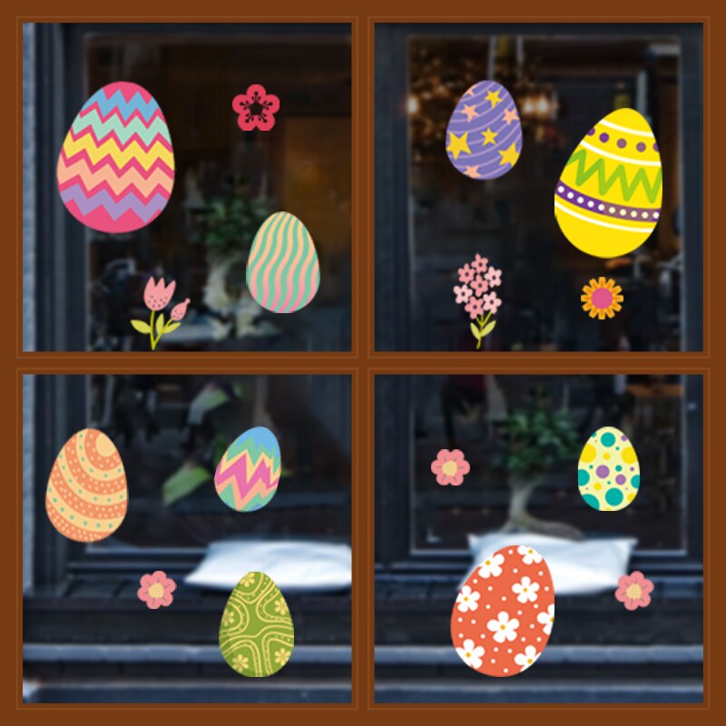 Happy Easter Window Stickers Rabbit Eggs Chick Wall Stickers Easter Decorations for Home 2022 Easter Party Bunny Wall Decals