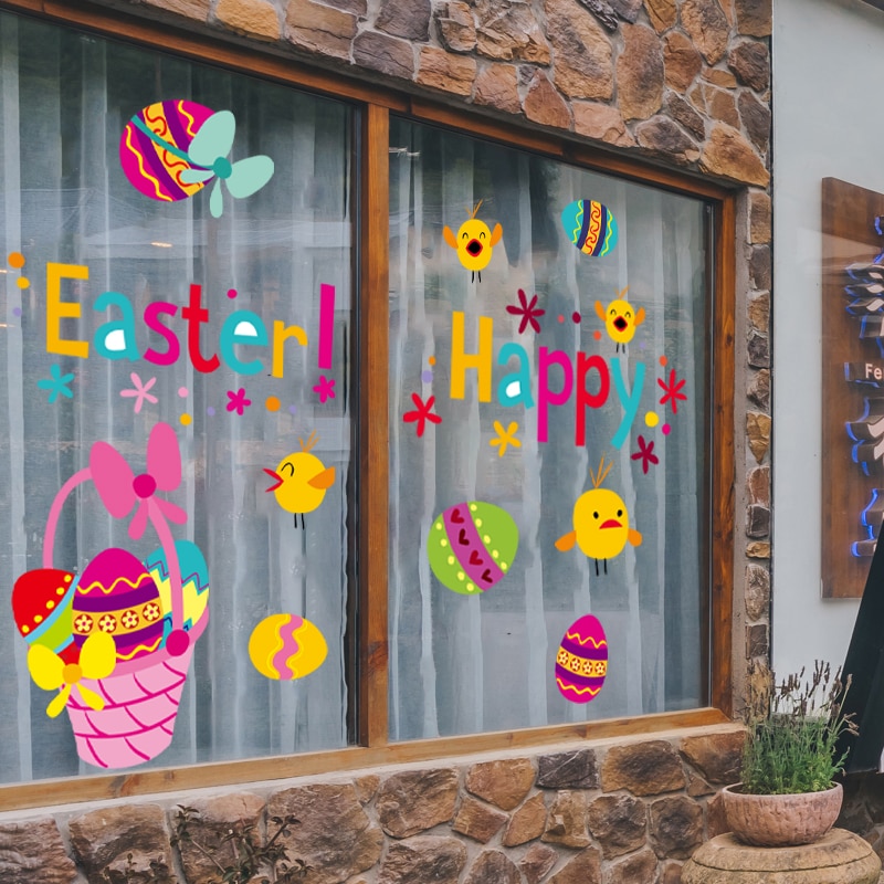Happy Easter Window Stickers Rabbit Eggs Chick Wall Stickers Easter Decorations for Home 2022 Easter Party Bunny Wall Decals Happy Easter Window Stickers Rabbit Eggs Chick Wall Stickers Easter Decorations for Home 2022 Easter Party Bunny Wall Decals