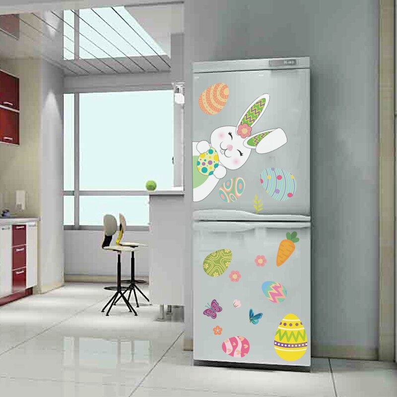 Happy Easter Window Stickers Rabbit Eggs Chick Wall Stickers Easter Decorations for Home 2022 Easter Party Bunny Wall Decals